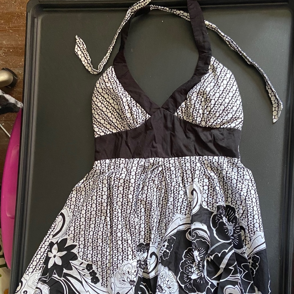 Black and white summer halter dress